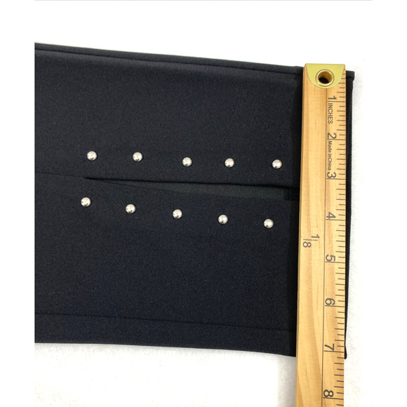 JM Collection Pants Womens Medium Black Metal Stud Accent Slit Front Slacks - Picture 11 of 12